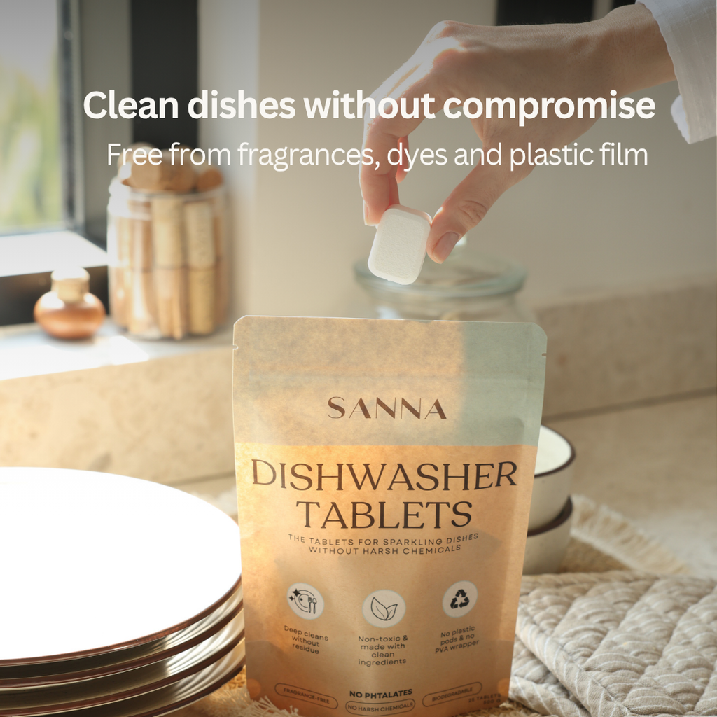 Dishwasher tablets free from fragrances dyes and plastic film