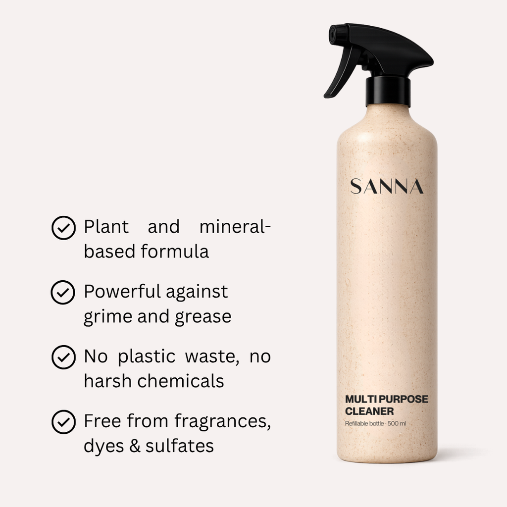 SANNA eco-friendly multi-purpose cleaner, plant and mineral-based refillable spray