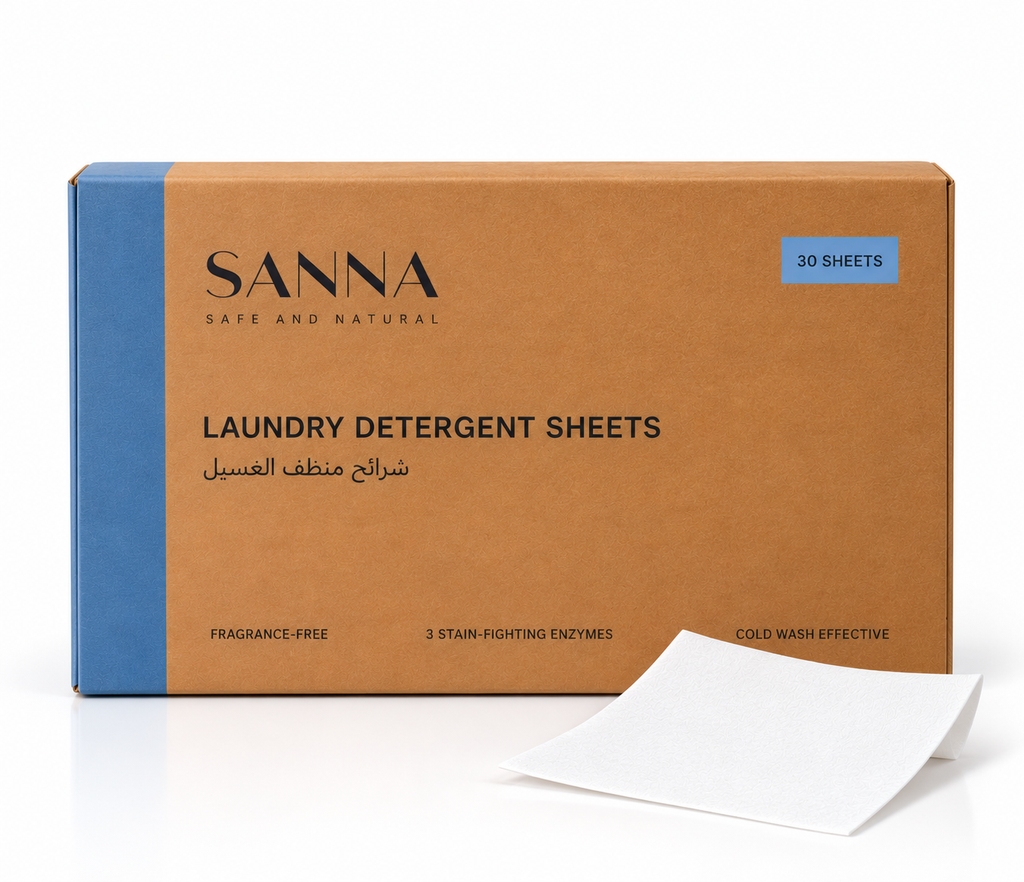 SANNA Laundry Detergent Sheets, 30 fragrance-free laundry sheets in kraft packaging