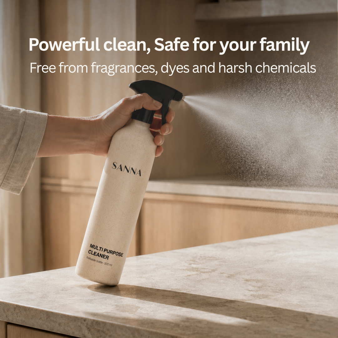 SANNA eco-friendly multi-purpose cleaner, plant and mineral-based refillable spray