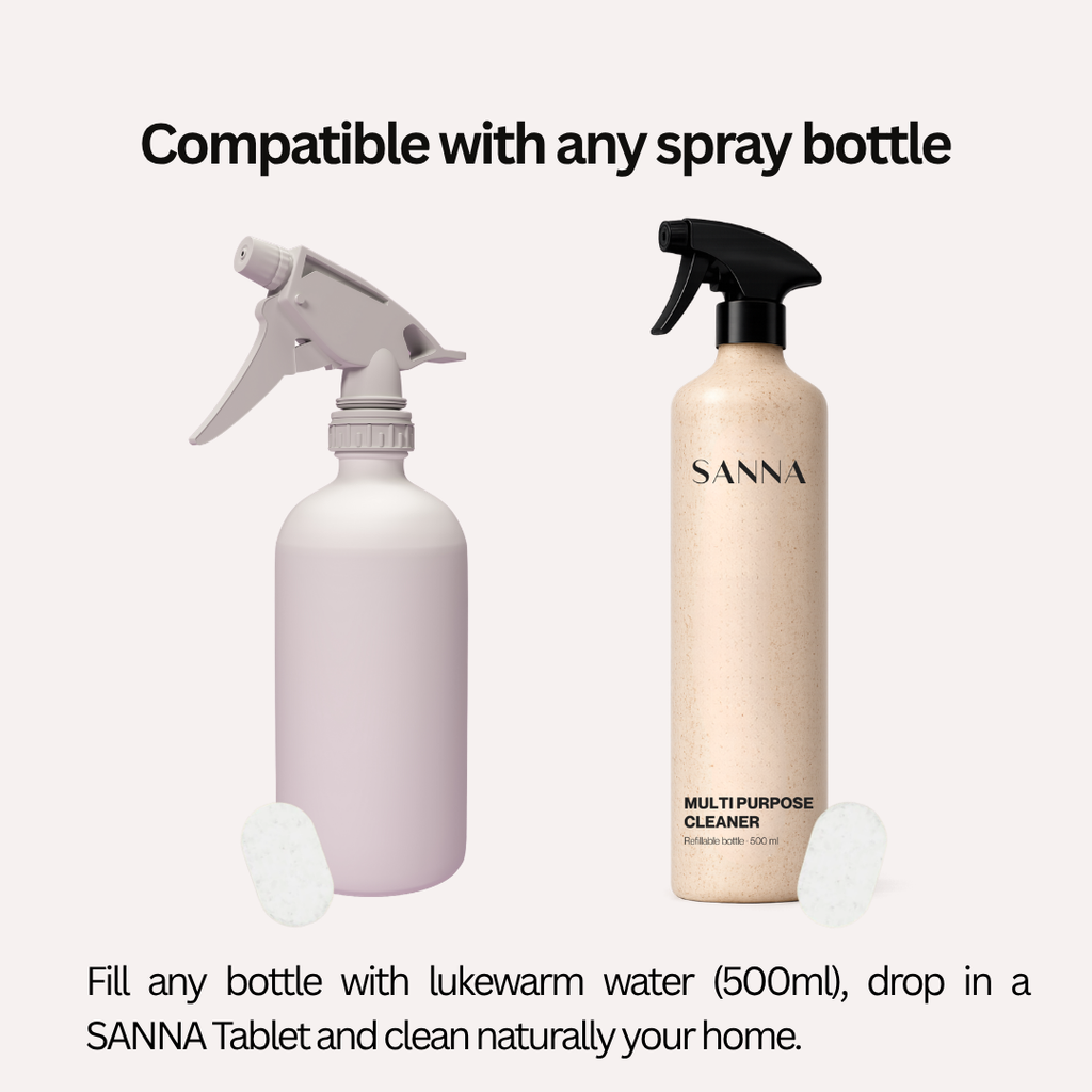 Multi-surface cleaner tablet compatible with any spray bottle, eco-friendly refill